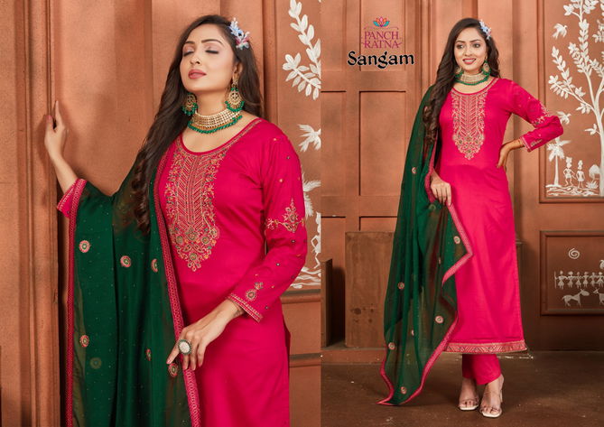 Sangam By Panch Ratna Embroidery Jam Silk Salwar Kameez Wholesale Shop In Surat